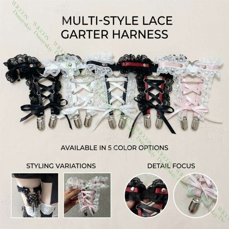 Garter Belt Set - Jirai Kei Figur-Strumpfband mit Schleife, Spitze