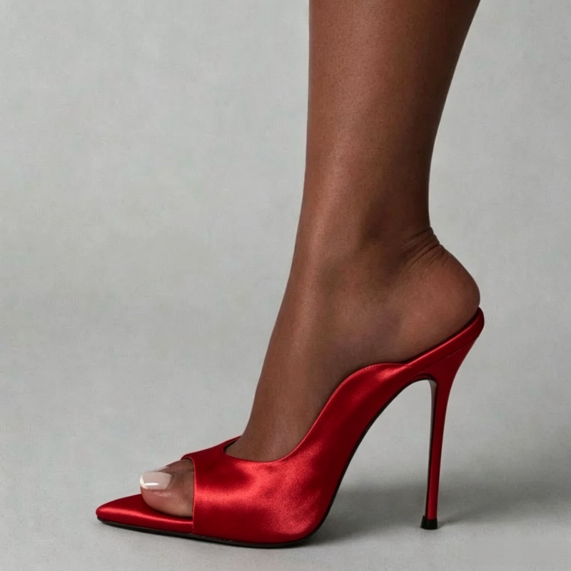 Slip Dress Satin - MKKHOU Modische Pumps Neue Hochwertige Satin-Fischmaul-Sandalen