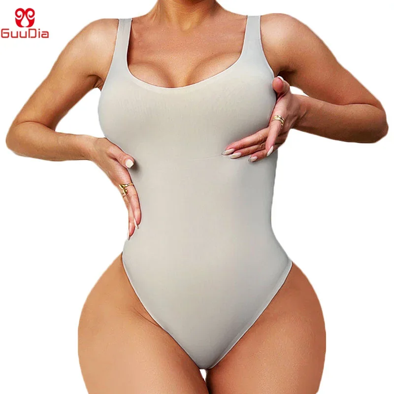 Shapewear Bodysuit Firm - GUUDIA Sexy Tanga, tiefer U-Ausschnitt, glättet,