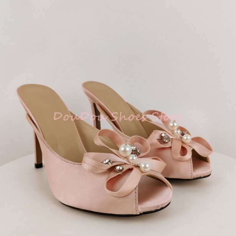 Rosa Satin-Schleife Perlen-Str – Slip Dress Satin Bewertung und Preis