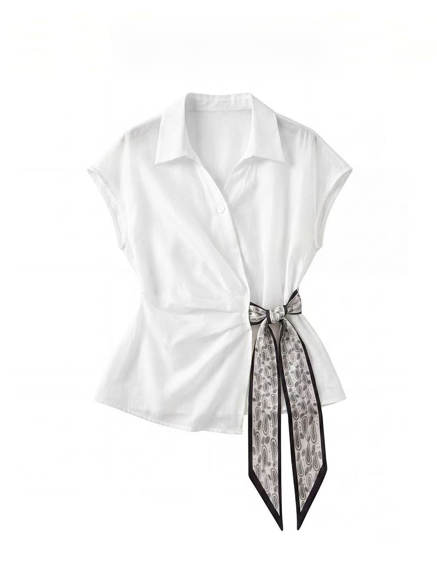 Elegantes weißes Kurzarmhemd f – Corset Waist Cinch Bewertung und Preis
